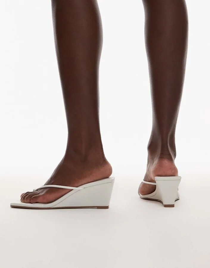 Topshop Indiana wedge heeled sandals in white - Image 2