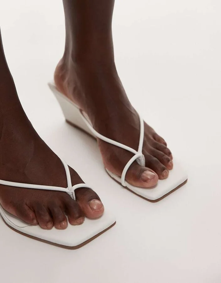 Topshop Indiana wedge heeled sandals in white - Image 3