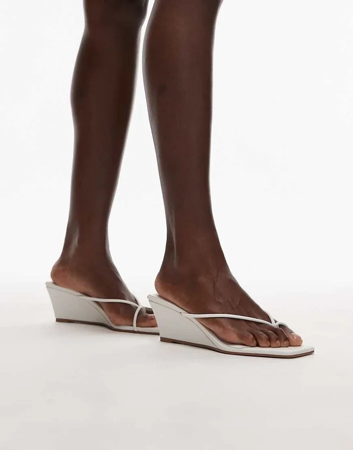 Topshop Indiana wedge heeled sandals in white
