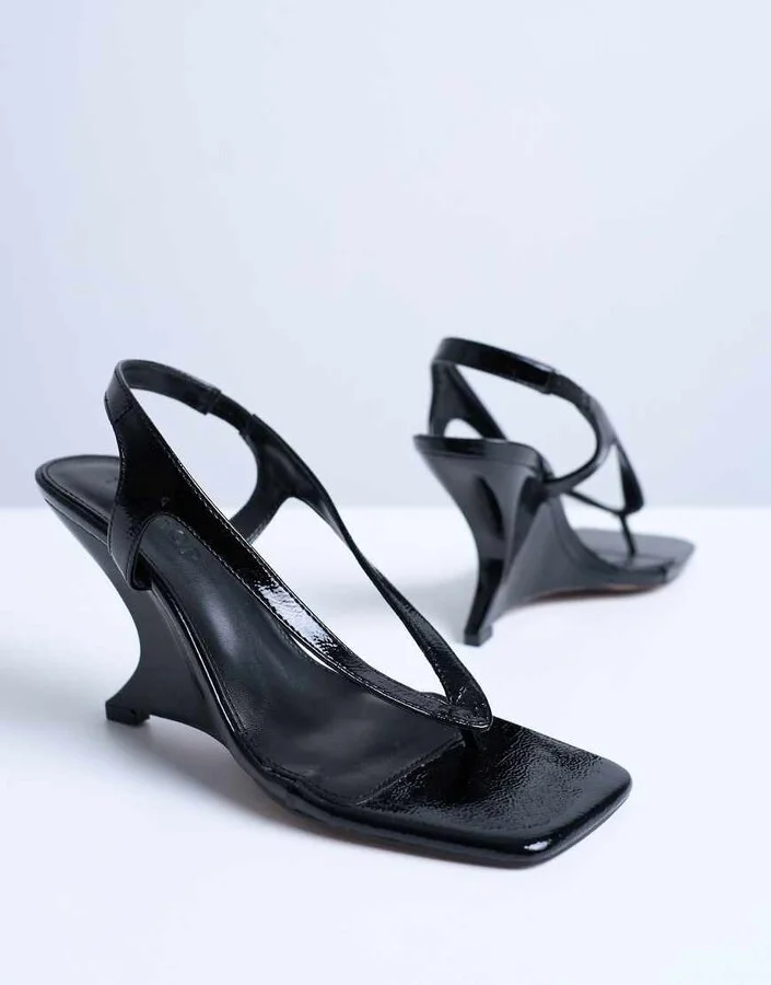 Topshop Indie wedge sandals in black