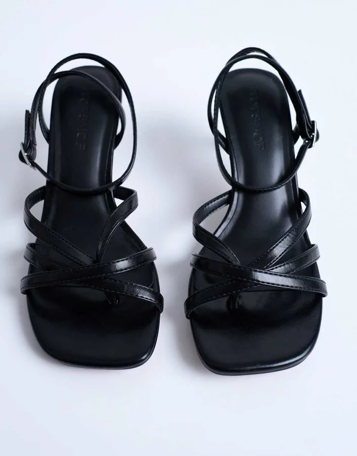Topshop Iris slanted heel sandals in black - Image 2