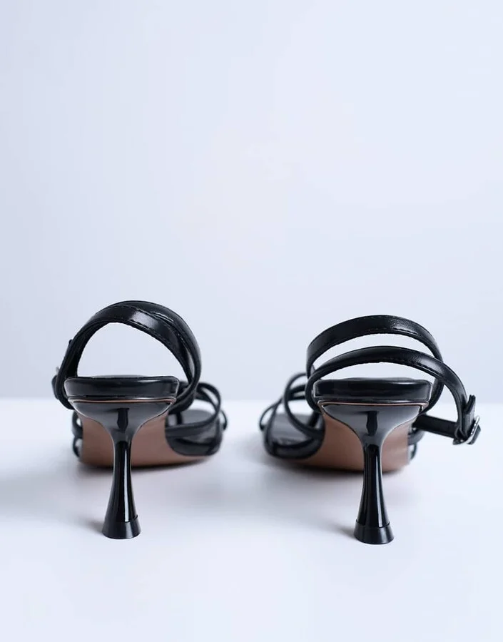 Topshop Iris slanted heel sandals in black - Image 3