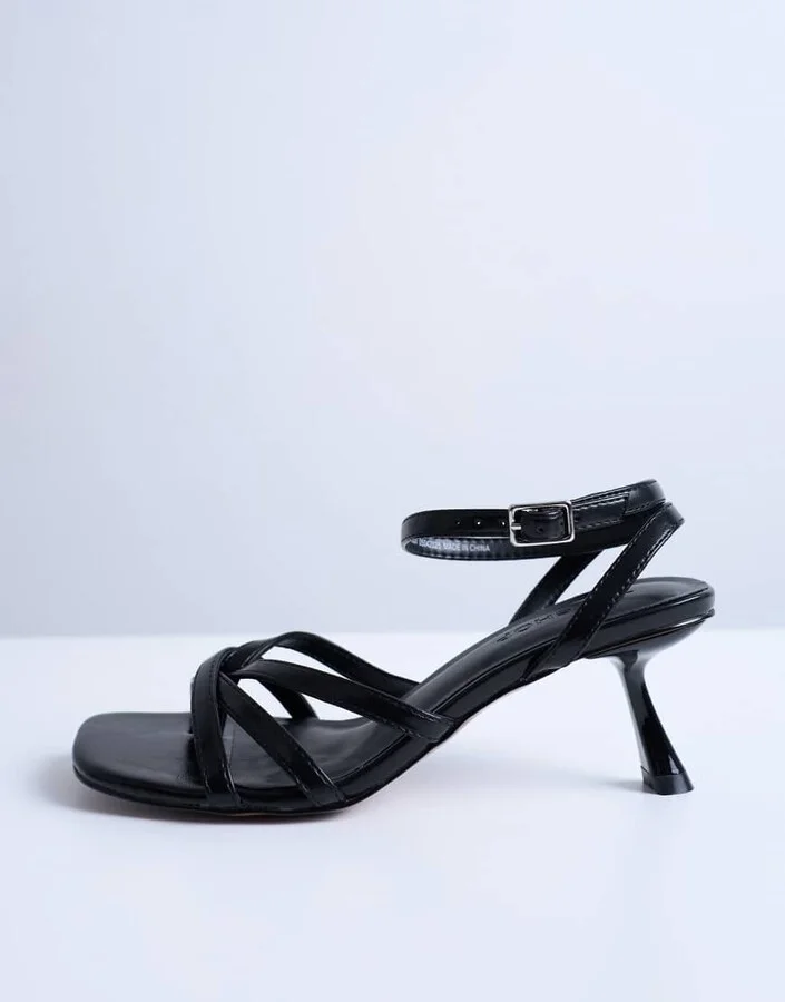 Topshop Iris slanted heel sandals in black