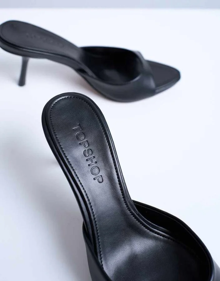 Topshop Isaac point toe mules in black - Image 2