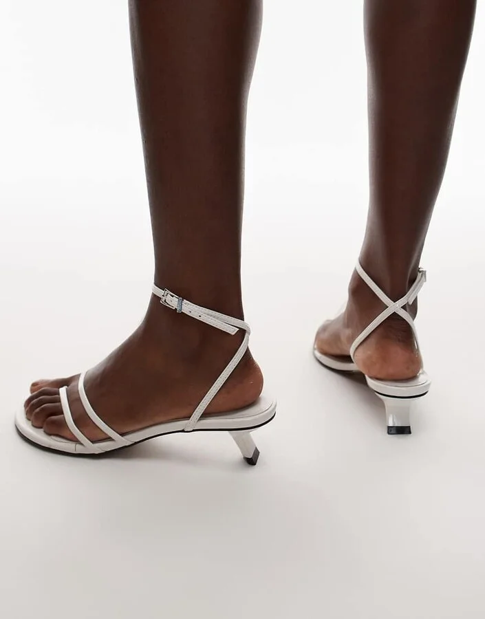 Topshop Isme strappy kitten heels in off - Image 4