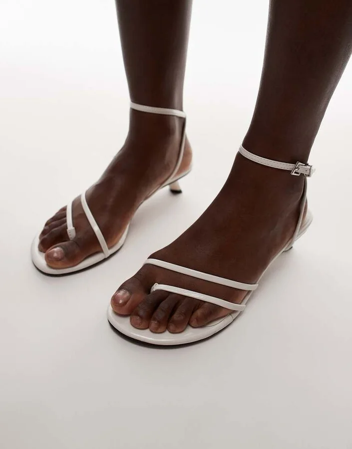 Topshop Isme strappy kitten heels in off