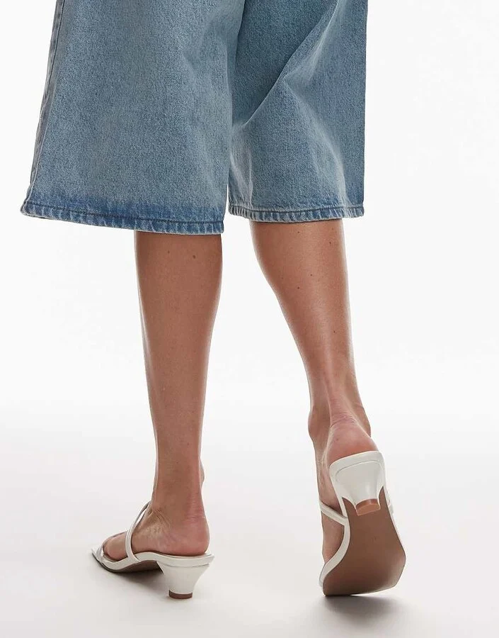 Topshop Izzy cone heel mules in off white - Image 2