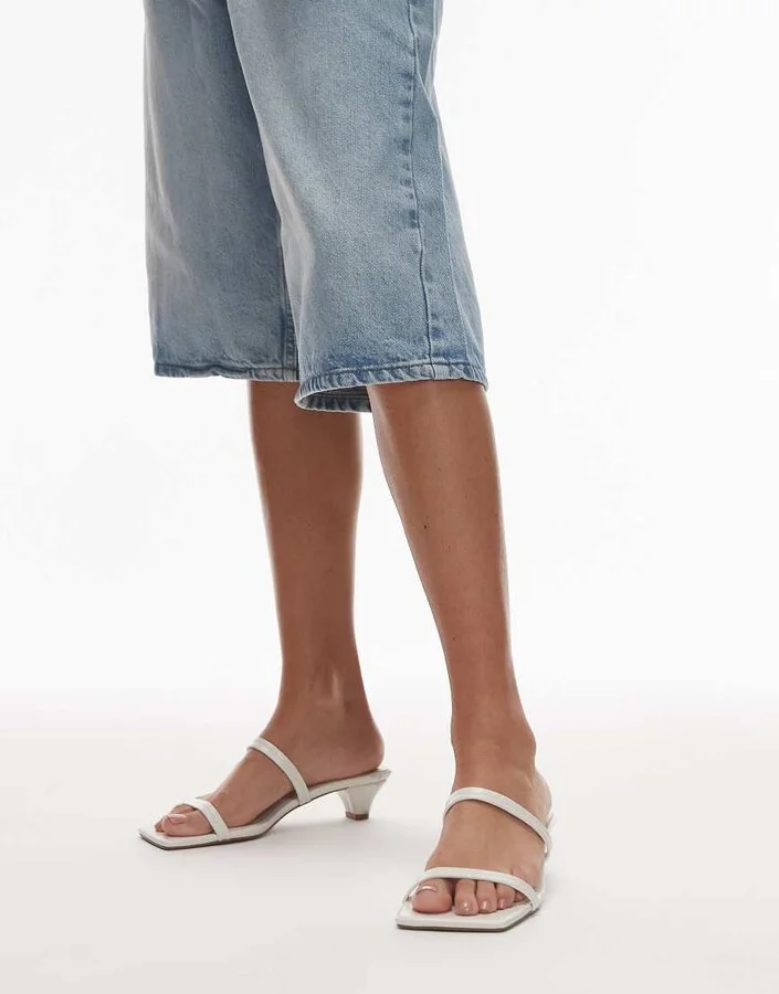 Topshop Izzy cone heel mules in off white - Image 4