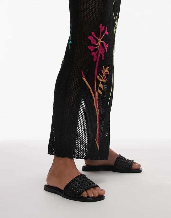 Topshop Jackie flat weave sandals in black - Image 4