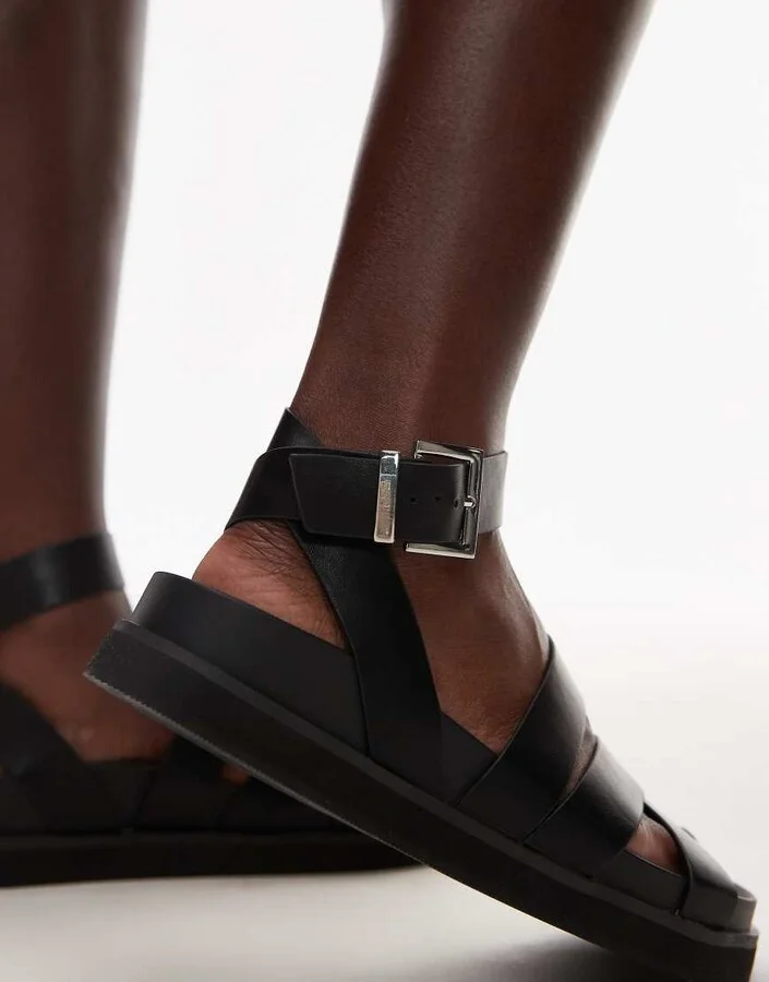 Topshop Jady flat sandal in black - Image 3
