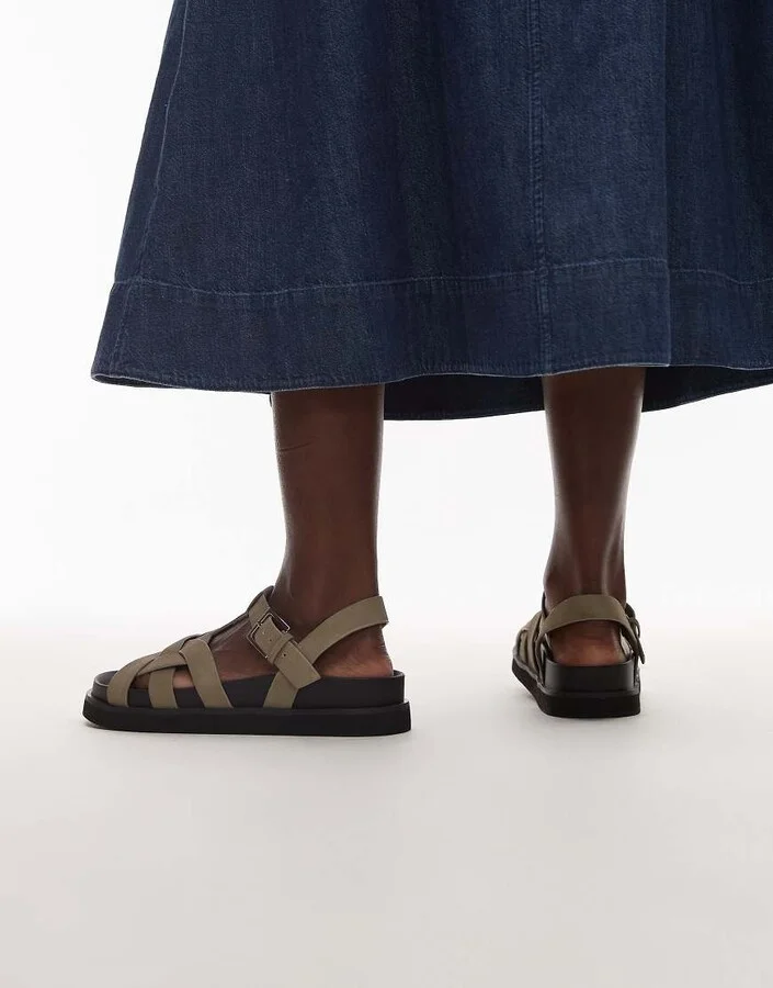 Topshop Jason flat sandal in gray suede - Image 4