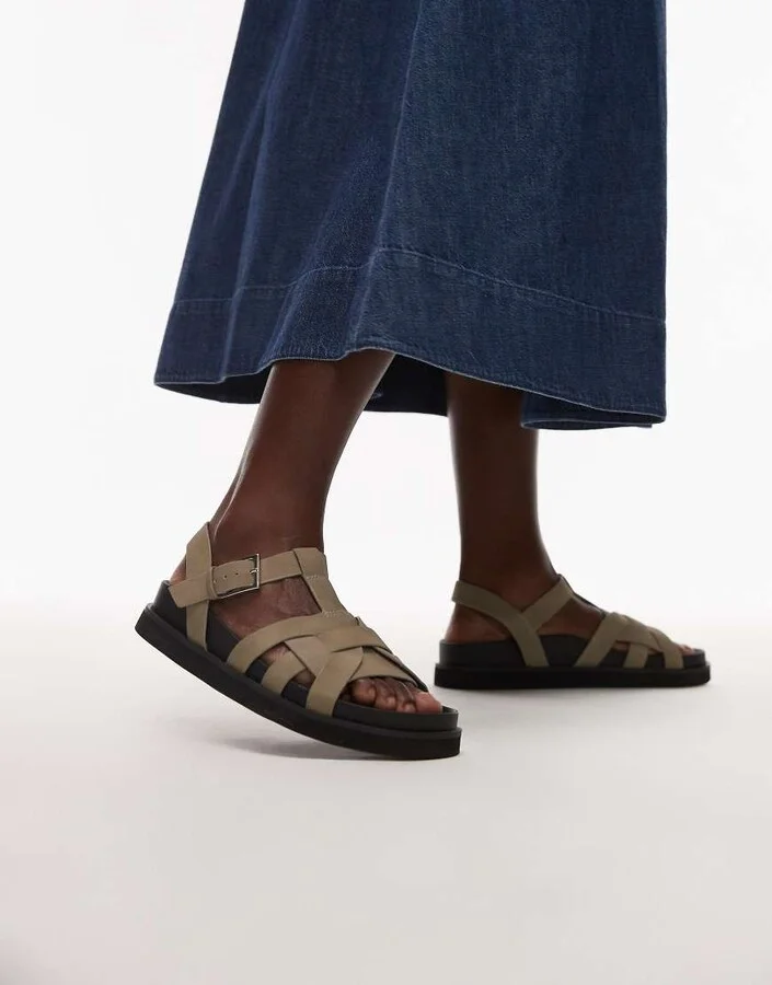 Topshop Jason flat sandal in gray suede