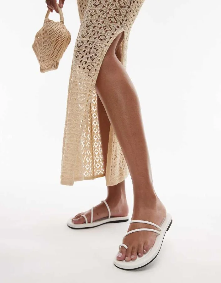 Topshop Jasper minimal sandals in white - Image 4