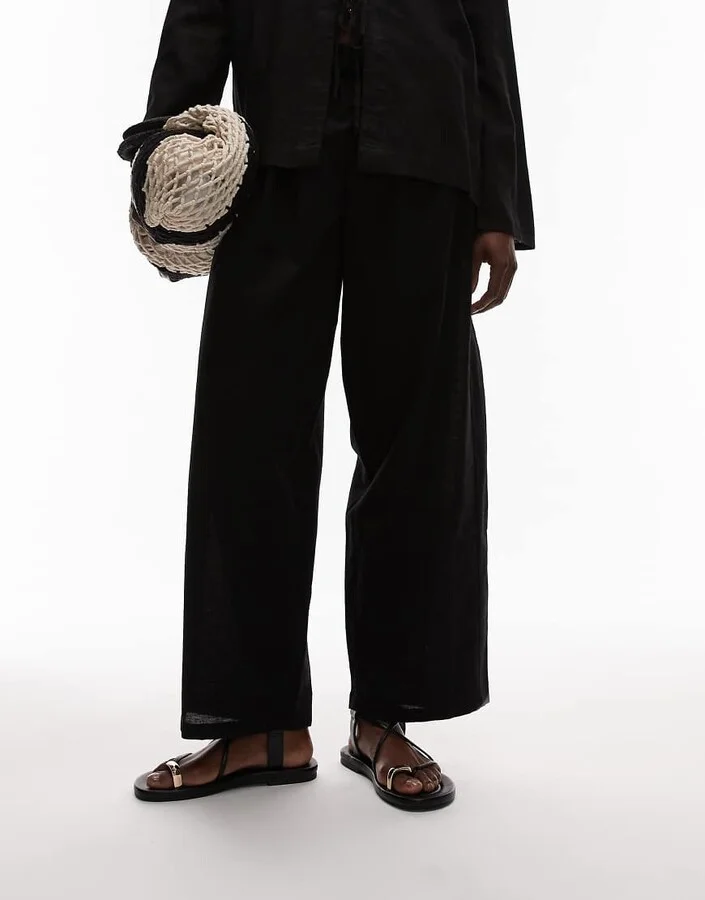 Topshop Jerry flat sandals with metal detail in black - Image 4