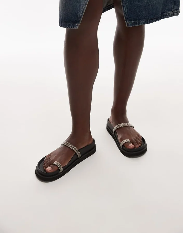 Topshop Josh minimal flat sandal in snake