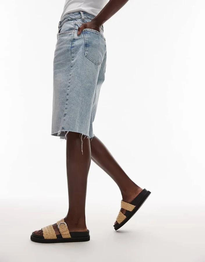 Topshop Kady woven flat sandals with buckle in natural - Image 3