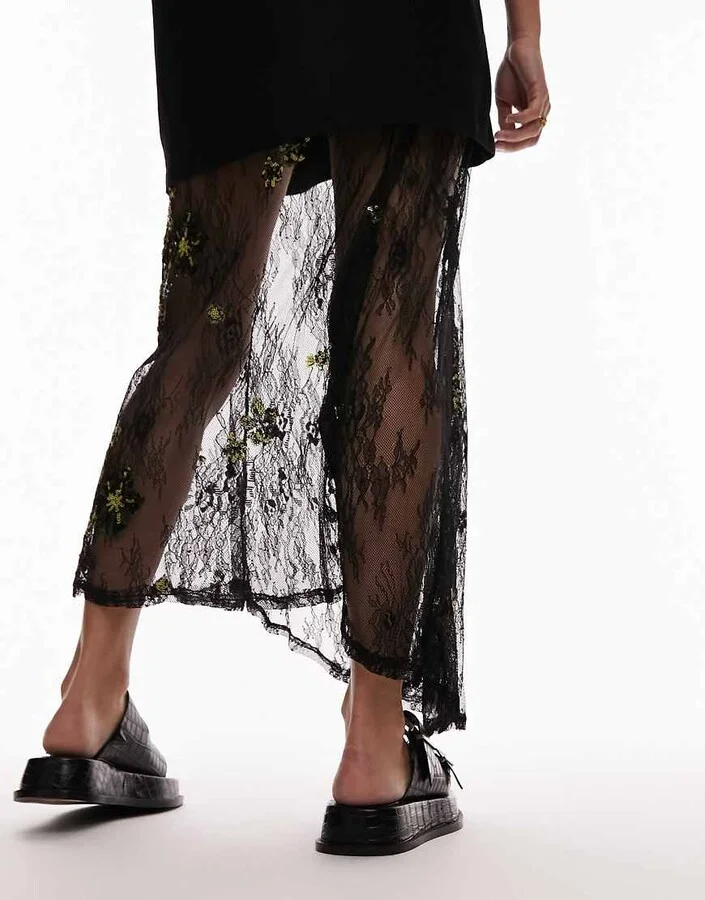 Topshop Katie leather chunky sandals in black croc - Image 4
