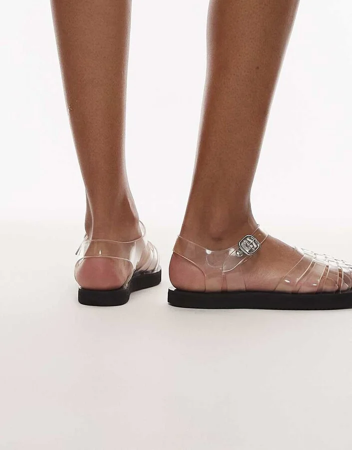Topshop Kelly jelly flat sandals in clear - Image 3