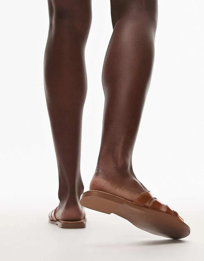 Topshop Kris jelly flat sandals in tan - Image 4