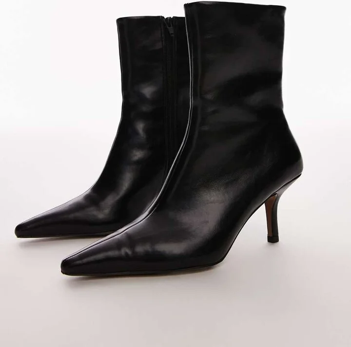 Topshop Natalia high heeled ankle boots in black