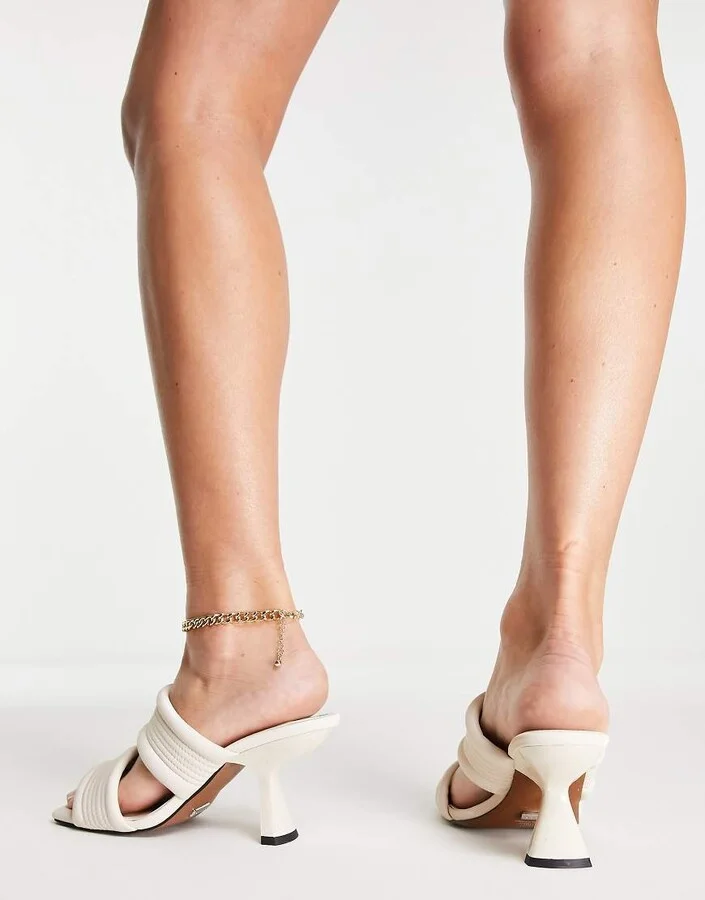 Topshop Nessy padded mid mule in off white - Image 3