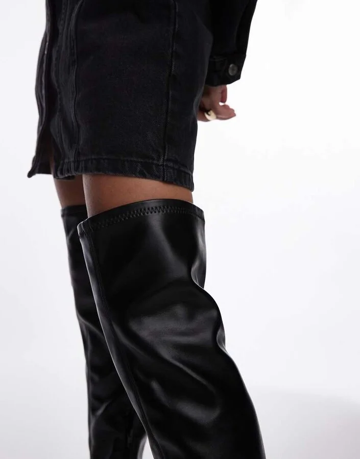 Topshop Tash heeled over the knee boots in black - Image 4