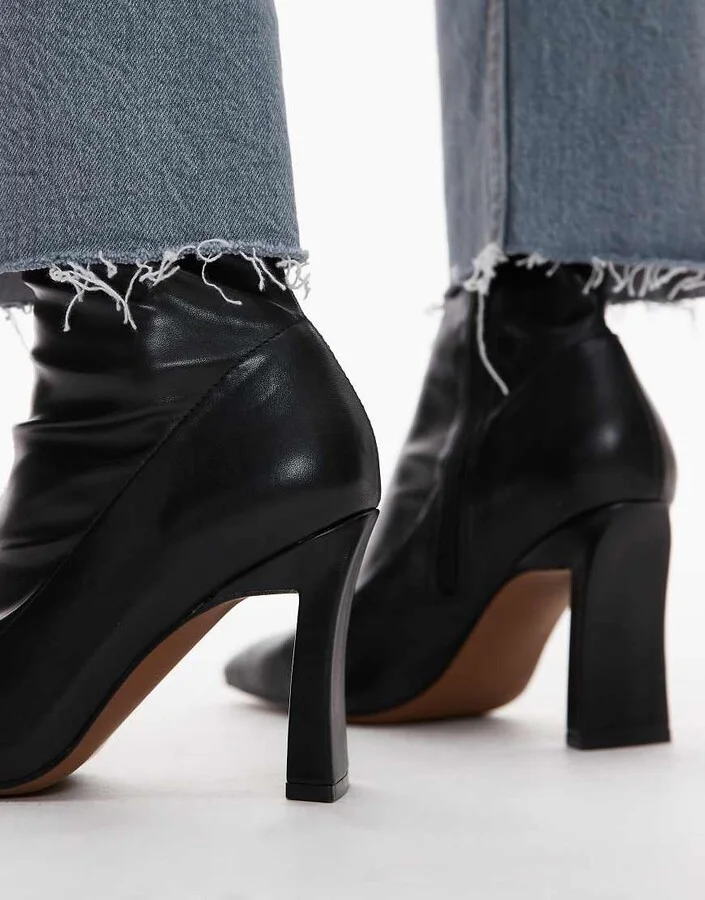 Topshop Wide Fit Orry high heeled boots with pointed toe in black - Image 3