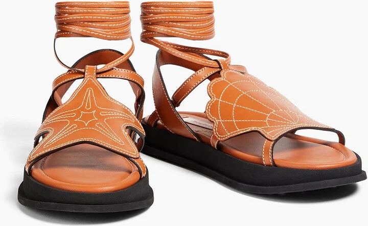Topstitched leather sandals - Image 2