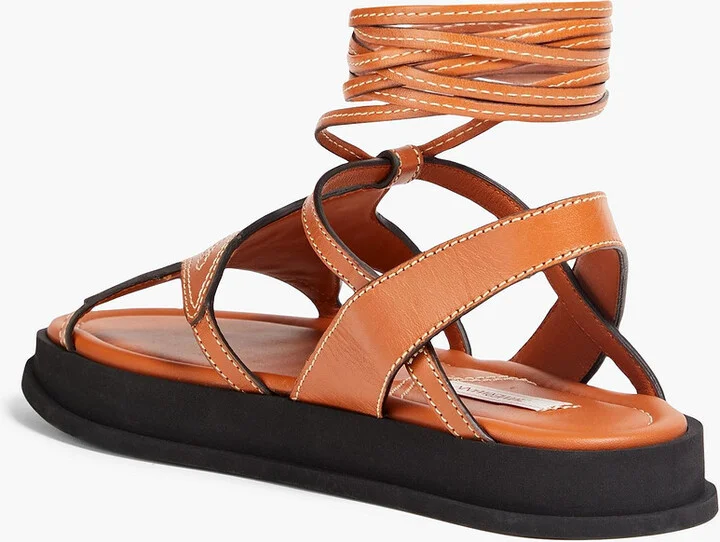 Topstitched leather sandals - Image 3