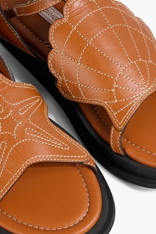 Topstitched leather sandals - Image 5
