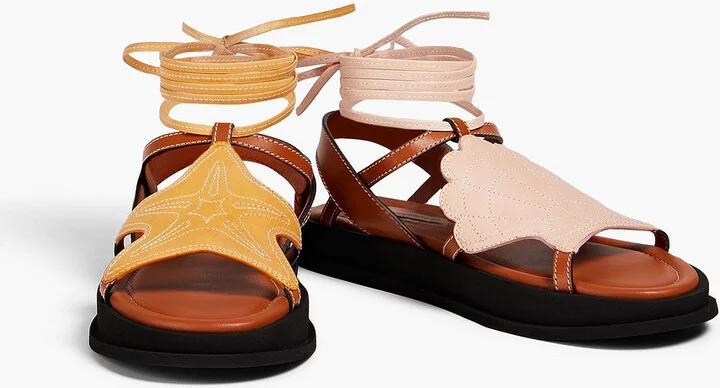 Topstitched leather sandals - Image 6