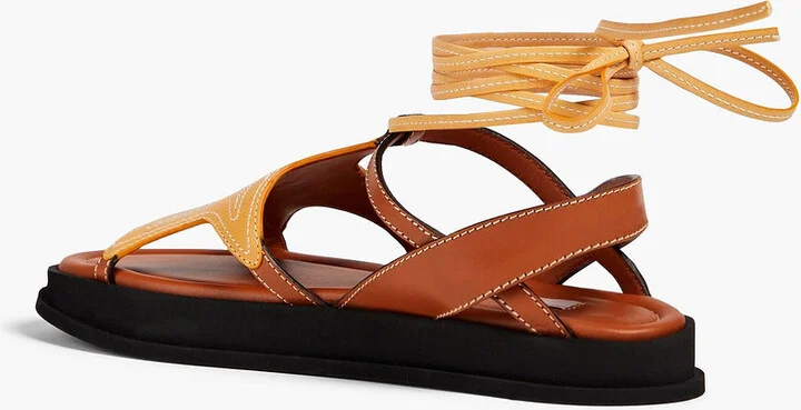 Topstitched leather sandals - Image 7