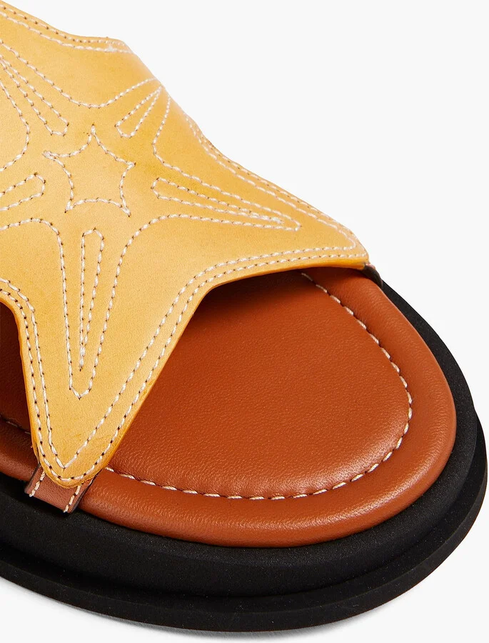 Topstitched leather sandals - Image 8