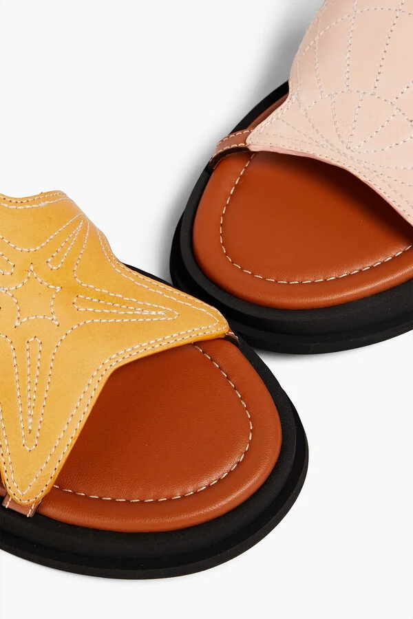 Topstitched leather sandals - Image 9