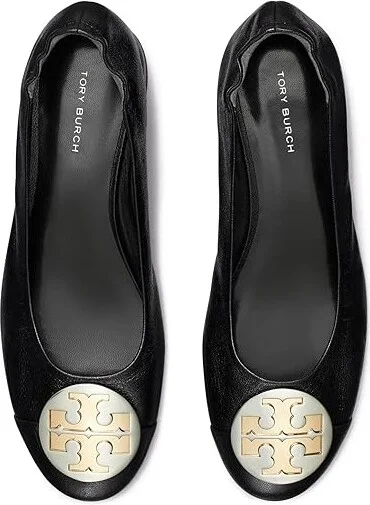 Tory Burch 25 mm Claire Heel Ballet Women's Shoes Perfect Black/Gold/Silver : 9 M, Leather - Image 2