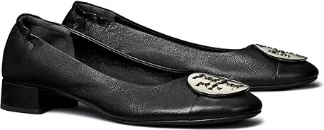 Tory Burch 25 mm Claire Heel Ballet Women's Shoes Perfect Black/Gold/Silver : 9 M, Leather