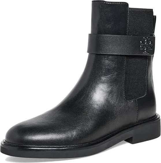 Tory Burch 35 mm Double T Chelsea Boot Women's Boots Perfect Black/Perfect Black : 7 M, Leather/Rubber