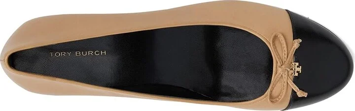 Tory Burch 45 mm Cap-Toe Pump Women's Shoes Ginger Shortbread/Perfect Black : 10 M, Leather/Synthetic - Image 2