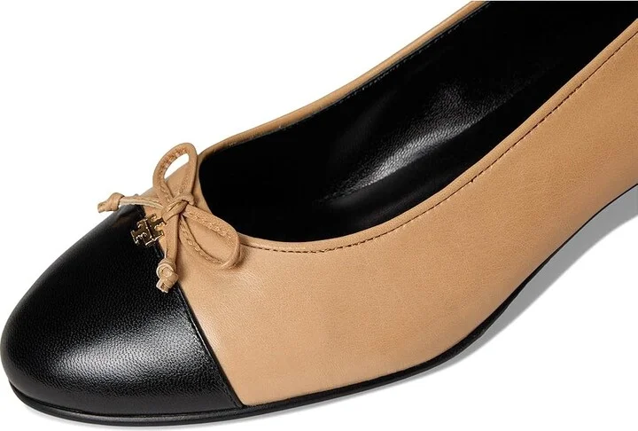 Tory Burch 45 mm Cap-Toe Pump Women's Shoes Ginger Shortbread/Perfect Black : 10 M, Leather/Synthetic - Image 7
