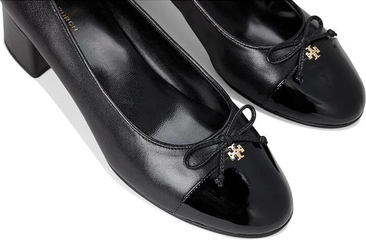 Tory Burch 45 mm Cap-Toe Pump Women's Shoes Perfect Black/Perfect Black : 10.5 M, Leather/Synthetic - Image 7