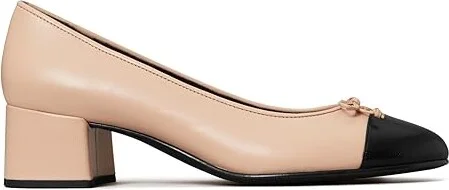 Tory Burch 45 mm Cap-Toe Pump Women's Shoes Rose Pink/ Perfect Black : 10 M, Leather/Synthetic - Image 4
