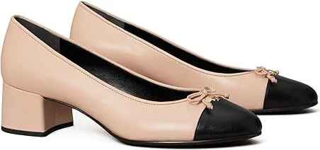 Tory Burch 45 mm Cap-Toe Pump Women's Shoes Rose Pink/ Perfect Black : 10 M, Leather/Synthetic
