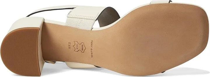 Tory Burch 50 mm Double T Heel Sandals Women's Sandals Light Cream/Dark Elk : 5 M, Leather - Image 3