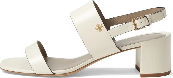 Tory Burch 50 mm Double T Heel Sandals Women's Sandals Light Cream/Dark Elk : 5 M, Leather - Image 5