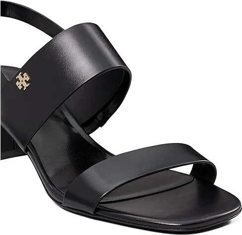 Tory Burch 50 mm Double T Heel Sandals Women's Sandals Perfect Black/Perfect Black : 5 M, Leather - Image 3