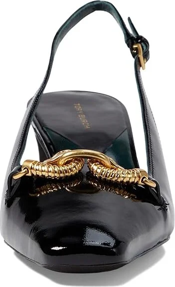 Tory Burch 55 mm Jessa Slingback Women's Shoes Perfect Black/Gold : 10 M, Leather - Image 2