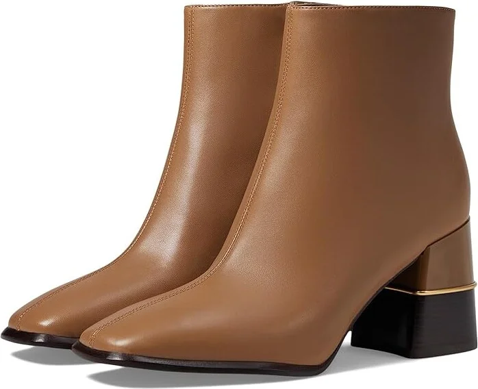 Tory Burch 75 mm Leather Ankle Boot Women's Boots Almond Flour : 10.5 M