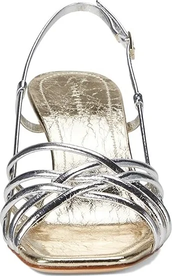 Tory Burch 75 mm Strap Wedge Sandals Women's Sandals Shiny Silver/Spark Gold/Spark Gold : 5 M, Leather - Image 2