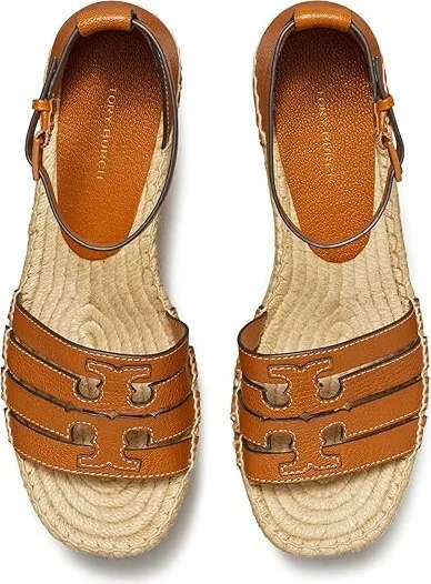 Tory Burch 80 mm Ines Cage Wedge Espadrille Women's Sandals Bourbon : 10 M, Leather/Rubber - Image 2