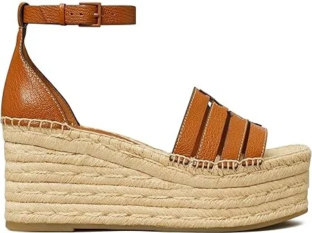 Tory Burch 80 mm Ines Cage Wedge Espadrille Women's Sandals Bourbon : 10 M, Leather/Rubber - Image 4